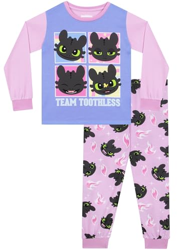 How To Train Your Dragon Drachenzähmen Leicht Gemacht Schlafanzug Mädchen, Langarm Schlafanzug Kinder, Schlafanzüge Für Mädchen, Lila 152 von How To Train Your Dragon