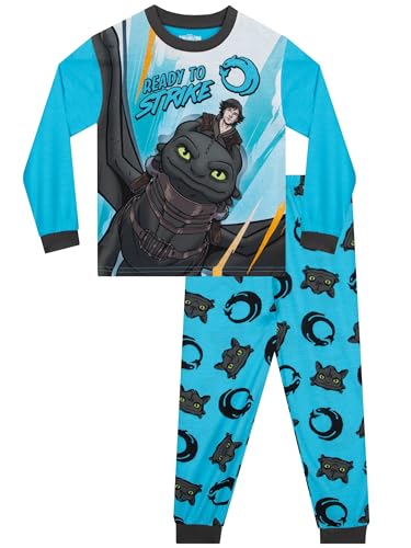 How To Train Your Dragon Drachenzähmen leicht gemacht Pyjama Jungen, Warmer Pjs Kinder, Bequemer Winterpyjama Kinder, Blau 122 von How To Train Your Dragon