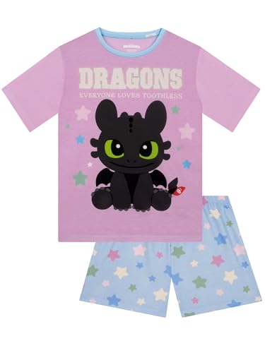 How To Train Your Dragon Schlafanzug Mädchen, Toothless Pyjama Schlafanzug Kinder, Dragon Schlafanzüge Für Mädchen Für Den Sommer, Lila 116 von How To Train Your Dragon