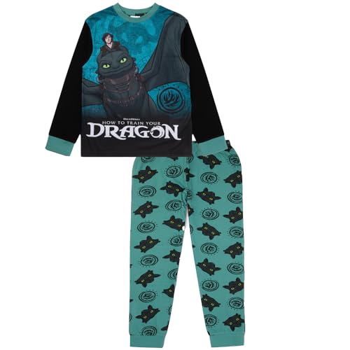 How To Train Your Dragon Schlafanzug für Jungen, Nachtwäsche-Set mit Ohne- und Schluckauf, Kinder-Nachtwäsche im Alter von 5–6 bis 12–13 Jahren, blau, 6-7 Years von How To Train Your Dragon