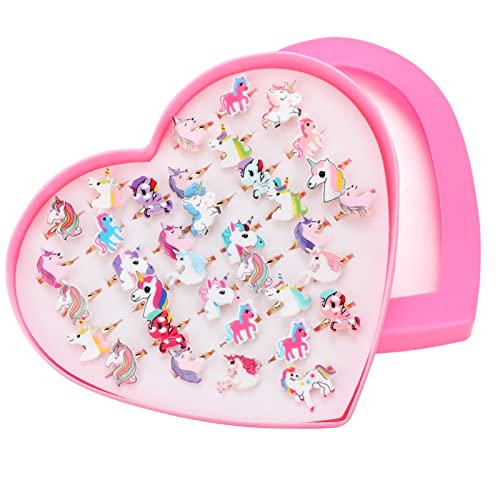 HOWAF 36 stücke Einhorn Mädchen Ringe, Einstellbare Ringe für Kinder Mitgebsel Kindergeburtstag gastgeschenke deko von HOWAF