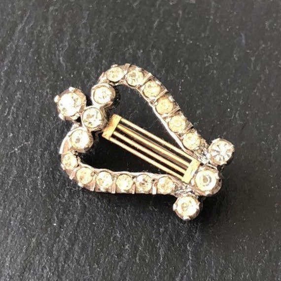 Antike Silber & Gold Paste Set Harfe Brooch von HowardsAntiquesLTD