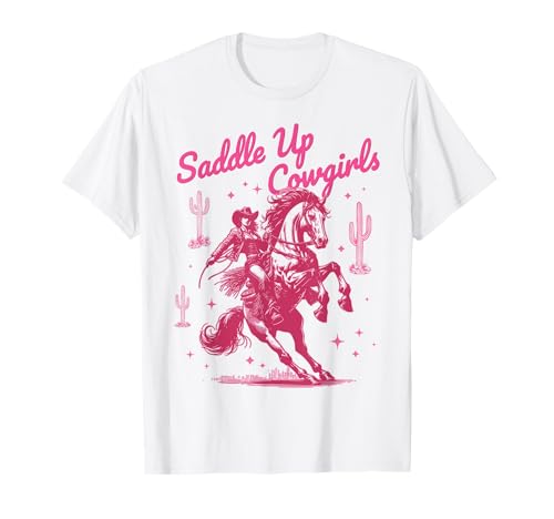 Saddle Up Cowgirl Country-Western-Rodeo Let's Go für Mädchen, rosa T-Shirt Saddle Up Cowgirl Country-Western-Rodeo Let's Go für Mädchen, rosa T-Shirt von Howdy Country Western Wear for Cowgirls Cowboys