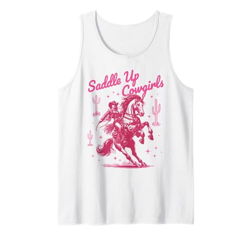 Saddle Up Cowgirl Country-Western-Rodeo Let's Go für Mädchen, rosa Tank Top Saddle Up Cowgirl Country-Western-Rodeo Let's Go für Mädchen, rosa Tank Top von Howdy Country Western Wear for Cowgirls Cowboys
