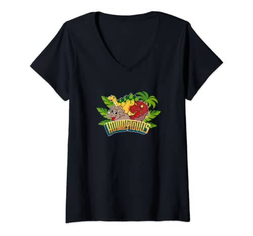 Damen Dinostory: Terri gegen T-Rex T-Shirt mit V-Ausschnitt Damen Dinostory: Terri gegen T-Rex T-Shirt mit V-Ausschnitt von Howdytoons