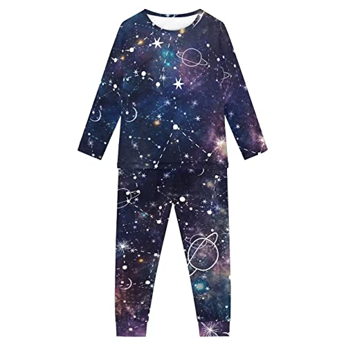 Howilath 2-teiliger Kinder-Pyjamaanzug, niedlicher Corgi-Welpen, grün, bedruckt, langärmelig, Nachtwäsche, weiche Nachtwäsche für Kinder, Nebula Universe Pattern, 15-16 Jahre von Howilath