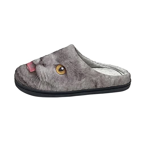 Howilath 3D niedliche Katze Designer Baumwolle Hausschuhe für Männer und Damen Haus Hausschuhe Unisex Slip auf Hausschuhe-46-47 von Howilath