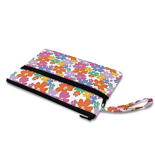 Howilath Axolotl Kirschblüten-Organizer für Handy, Geldbörse, Handgelenkschlaufe, große Kapazität, Kartenhalter, Schwarz, Hippie Flower, S von Howilath