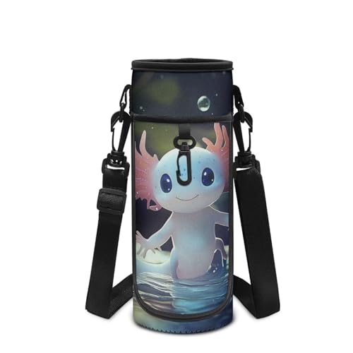 Howilath Axolotl Trinkflaschenhalter für Kinder für die Schule, Axolotl Schwarz, Kinderrucksack von Howilath