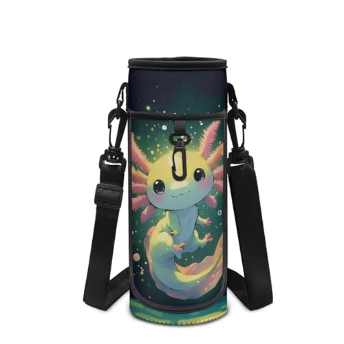 Howilath Axolotl Trinkflaschenhalter für Kinder für die Schule, Grünes Axolotl, Kinderrucksack von Howilath