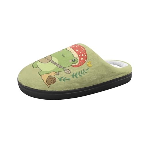 Howilath Baumwolle Hausschuhe Pilz Frosch Schnecke grüne Winter Hausschuhe bequeme Haus Hausschuhe warme Slip-on Hausschuhe für Erwachsene-37-38 von Howilath