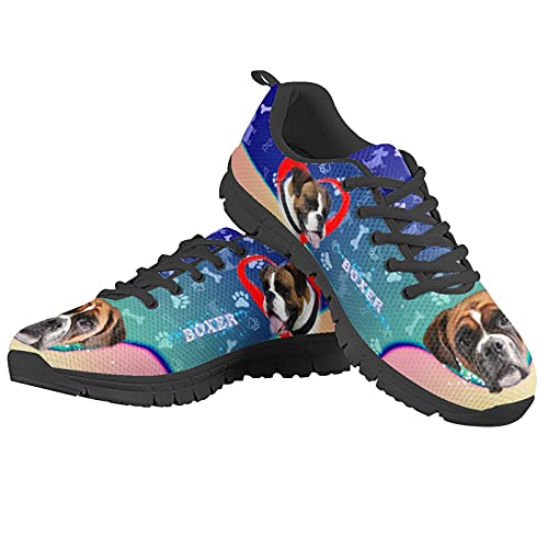Howilath Boxer Dog Damen Trainer Laufschuhe - Blue Puppy Bequeme Wanderarbeitsschuhe mit Memory Foam - Schwarze Sohle EU 37 von Howilath