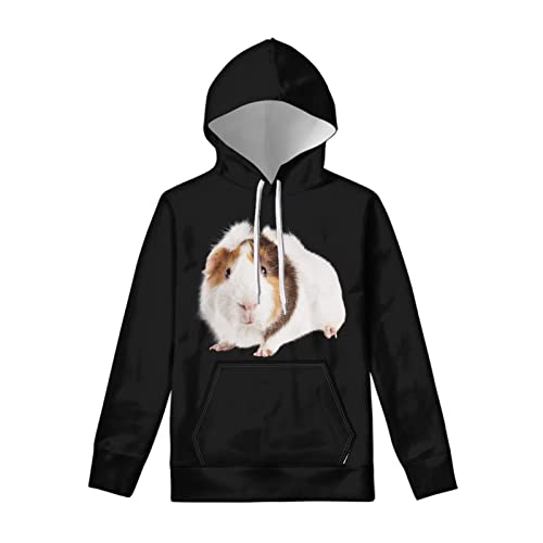 Howilath Cartoon Meerschweinchen weiß bedruckte Damen Casual Hoodies Sweatshirts Langarm Pullover Weiche Kapuzenpullover, Meerschweinchen-Muster, 36 von Howilath