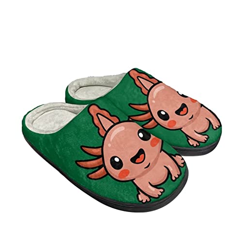 Howilath Cartoon süße axolotl grüne Designer Baumwolle Hausschuhe für Männer und Frauen Haus Hausschuhe Unisex Slip auf Hausschuhe-39-40 von Howilath