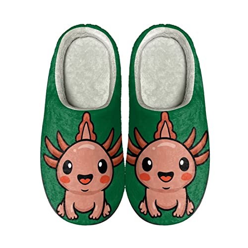 Howilath Cartoon süße axolotl grüne Designer Baumwolle Hausschuhe für Männer und Frauen Haus Hausschuhe Unisex Slip auf Hausschuhe-40-41 von Howilath