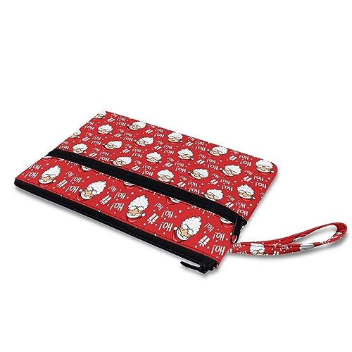 Howilath Axolotl Clutch-Tasche mit Erdbeerblüten-Motiv, rosa Handtasche, Segeltuch, Münzgeldbörse, Handgelenkschlaufe, Beutel, große Kapazität, Weihnachtsmann, M, Casual von Howilath