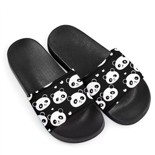 Howilath Damen Casual Slide Sandalen Cartoon Tiere Druck Bequeme Weiche Sohle Rutschfeste Offene Zehe EVA Flache Sandalen, Lustiger süßer Panda, 6 Wide von Howilath