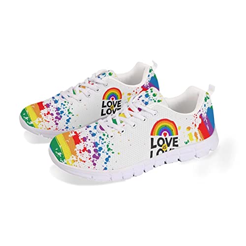 Howilath Damen-Trainerschuhe, leichte Laufschuhe, stilvolle, Bequeme, atmungsaktive, Flache Walking-Jogging-Turnschuhe mit Regenbogen-LGBT-Muster von Howilath