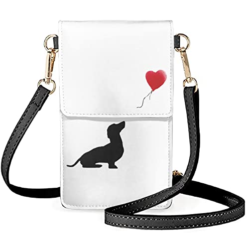 Howilath Mini-Kuriertasche für Damen, Motiv: ethnisches Tribal-Pferd, Umhängetasche mit Touchscreen-Geldbörse, Dackel Hund mit Herz Designer von Howilath