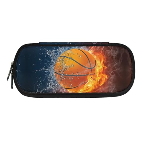 Howilath Federmäppchen für Kinder, Jungen, Mädchen, Schreibwaren-Organizer, Federmäppchen, tragbares Federmäppchen, Feuer-Basketball, 8.8"L x 1.7"W x 4.1"H, Schulranzen von Howilath