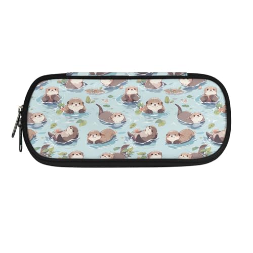 Howilath Federmäppchen für Kinder, Kawaii-Federmäppchen, für Jungen und Mädchen, Schreibwaren-Organizer, Stiftebox, Cartoon-Otter, 8.8"L x 1.7"W x 4.1"H, Schulranzen von Howilath