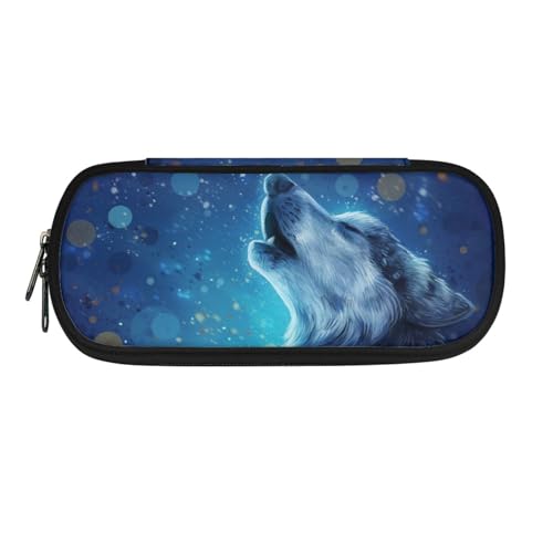 Howilath Federmäppchen für Kinder, Kawaii-Federmäppchen, für Jungen und Mädchen, Schreibwaren-Organizer, Stiftebox, Galaxy Wolf, 8.8"L x 1.7"W x 4.1"H, Schulranzen von Howilath