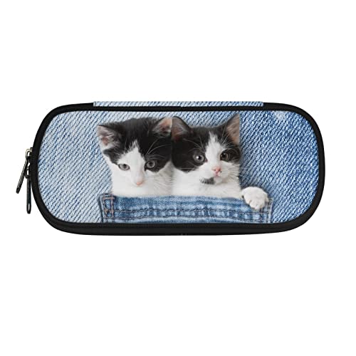 Howilath Federmäppchen für Kinder, Kawaii-Federmäppchen, für Jungen und Mädchen, Schreibwaren-Organizer, Stiftebox, Niedliche weiße Katzen, 8.8"L x 1.7"W x 4.1"H, Schulranzen von Howilath