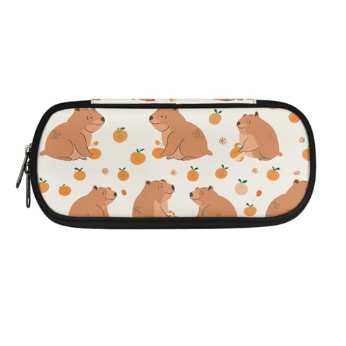 Howilath Federmäppchen für Kinder, Schulbedarf, Jungen, Stiftetasche, Mädchen, Schreibwaren-Organizer, großes Federmäppchen, Cartoon-Capybara, 8.8"L x 1.7"W x 4.1"H, Schulranzen von Howilath