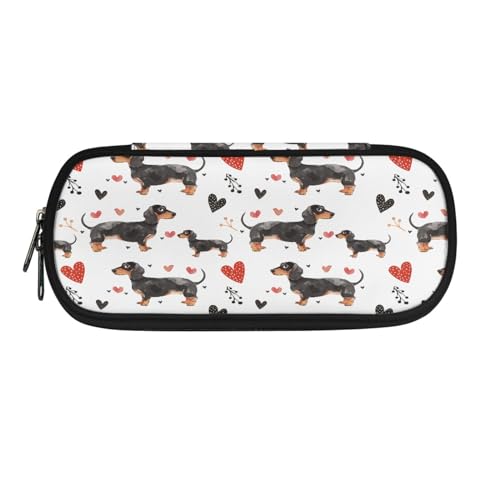 Howilath Federmäppchen für Kinder, Schulbedarf, Jungen, Stiftetasche, Mädchen, Schreibwaren-Organizer, großes Federmäppchen, Dackel Hund, 8.8"L x 1.7"W x 4.1"H, Schulranzen von Howilath