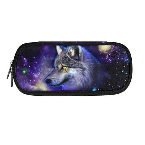 Howilath Federmäppchen für Kinder, Schulbedarf, Jungen, Stiftetasche, Mädchen, Schreibwaren-Organizer, großes Federmäppchen, Galaxy Wolf, 8.8"L x 1.7"W x 4.1"H, Schulranzen von Howilath