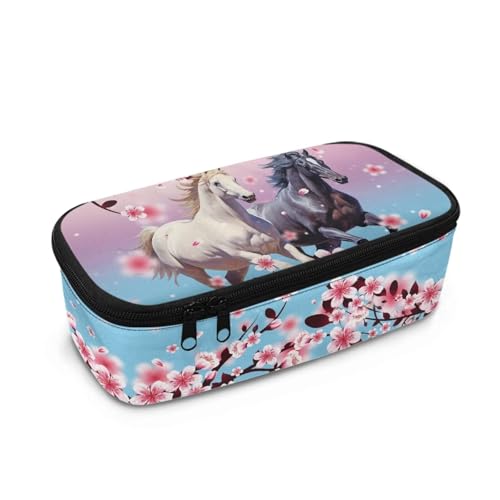 Howilath Federmäppchen für Kinder in der Sekundar- und Grundschule, großes Fassungsvermögen, Federmäppchen, Schüler, großes Schreibwaren-Federmäppchen, Kirschblüten für Pferde, 10.24"*4.49"*3.15 von Howilath