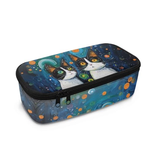 Howilath Federmäppchen für Kinder in der Sekundar- und Grundschule, großes Fassungsvermögen, Federmäppchen, Schüler, großes Schreibwaren-Federmäppchen, schwarze katze, 10.24"*4.49"*3.15, Schulranzen von Howilath