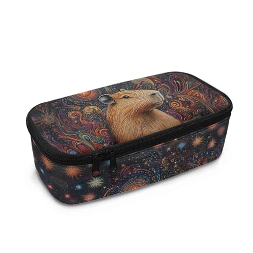 Howilath Federmäppchen für Mädchen, großes Fassungsvermögen, für die Sekundar- und Grundschule, Schüler, Schreibwaren, Federmäppchen, Capybara Boho Floral, 10.24"*4.49"*3.15, Schulranzen von Howilath