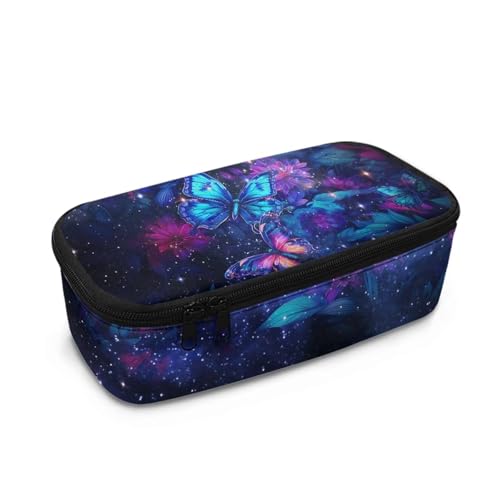 Howilath Federmäppchen für Mädchen, großes Fassungsvermögen, für die Sekundarstufe / Grundschule, Schüler, Schreibwaren, Federmäppchen, Schmetterling Goth Rose, 10.24"*4.49"*3.15, Schulranzen von Howilath