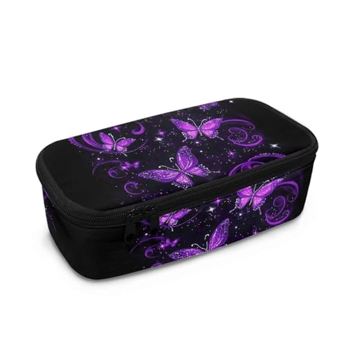 Howilath Federmäppchen für Mädchen, großes Fassungsvermögen, für die Sekundarstufe / Grundschule, Schüler, Schreibwaren, Federmäppchen, violettfarbener schmetterling, 10.24"*4.49"*3.15, Schulranzen Howilath Federmäppchen für Mädchen, großes Fassungsvermögen, für die Sekundarstufe / Grundschule, Schüler, Schreibwaren, Federmäppchen, violettfarbener schmetterling, 10.24"*4.49"*3.15, Schulranzen von Howilath