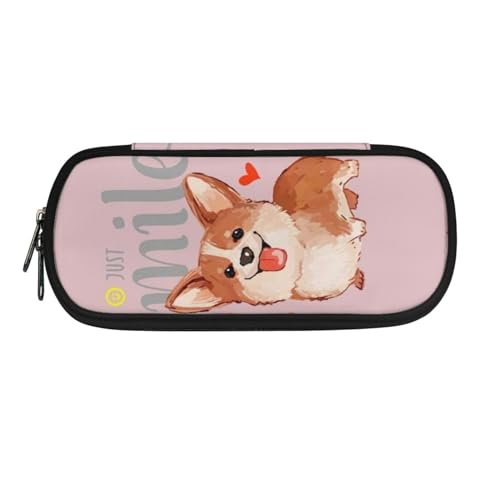 Howilath Federmäppchen mit großem Fassungsvermögen für Jungen und Mädchen, Schulbedarf, Schreibwaren-Organizer, Federmäppchen, Stiftetasche, Cartoon Corgi, 8.8"L x 1.7"W x 4.1"H, Schulranzen von Howilath