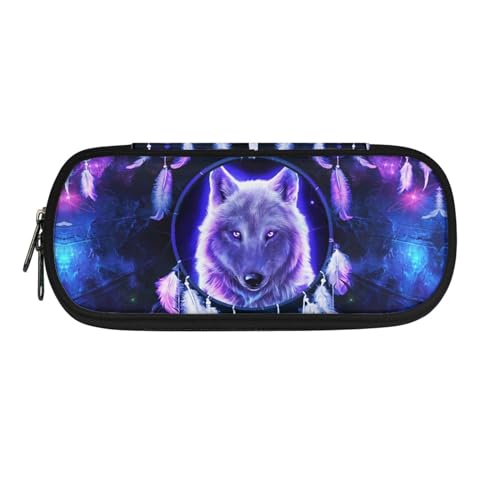 Howilath Federmäppchen mit großem Fassungsvermögen für Jungen und Mädchen, Schulbedarf, Schreibwaren-Organizer, Federmäppchen, Stiftetasche, Violett Galaxie Wolf, 8.8"L x 1.7"W x 4.1"H, Schulranzen von Howilath