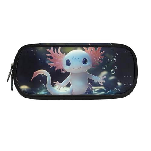 Howilath Federmäppchen und Federmäppchen für Mädchen, Teenager, Reißverschluss, Federmäppchen, Cute Axolotl Black, Taschen-Organizer von Howilath