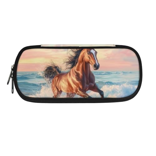 Howilath Federmäppchen und Federmäppchen für Mädchen, Teenager, Reißverschluss, Federmäppchen, Mehrfarbiges Strandpferd, Taschen-Organizer von Howilath