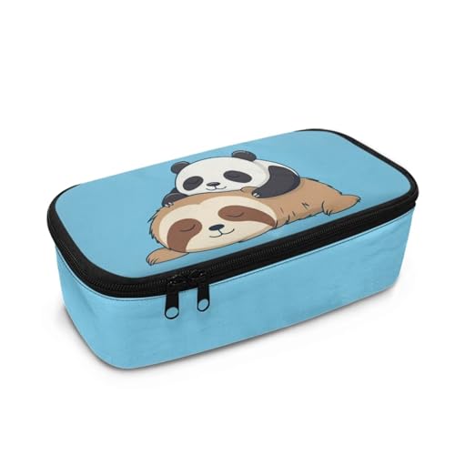 Howilath Großes Federmäppchen für Kinder, Jungen, Sekundar-/Grundschule, Schüler, großes Fassungsvermögen, Schreibwaren-Federmäppchen, Panda-Faultier, 10.24"*4.49"*3.15, Schulranzen von Howilath