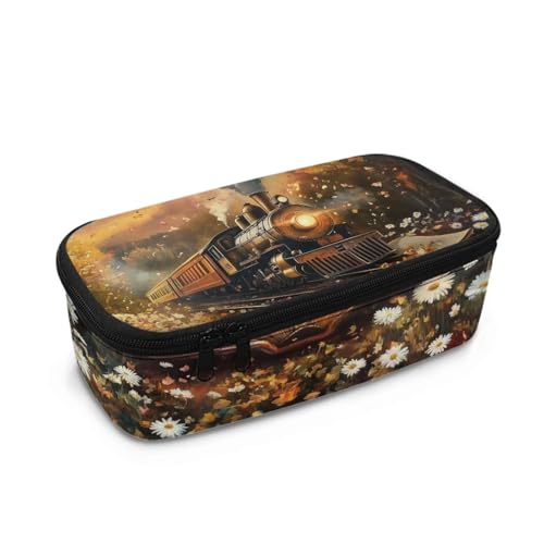 Howilath Großes Federmäppchen für Kinder, Jungen, Sekundar-/Grundschule, Schüler, großes Fassungsvermögen, Schreibwaren-Federmäppchen, Zug, 10.24"*4.49"*3.15, Schulranzen von Howilath