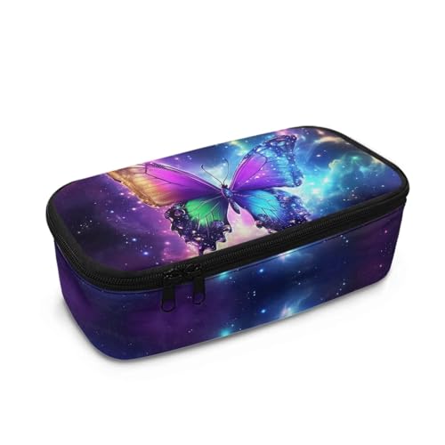Howilath Großes Federmäppchen für Kinder, für Mädchen, Sekundar-/Grundschule, Schüler, großes Schreibwaren-Federmäppchen, violettfarbener schmetterling, 10.24"*4.49"*3.15, Schulranzen von Howilath