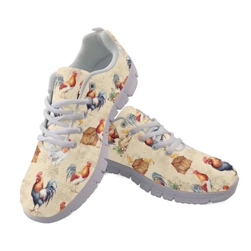 Howilath Hahn Laufschuhe für Frauen Hühner leichte Sportschuhe Chick Farm Freizeitschuhe Beige Jogger Schuhe-38 von Howilath