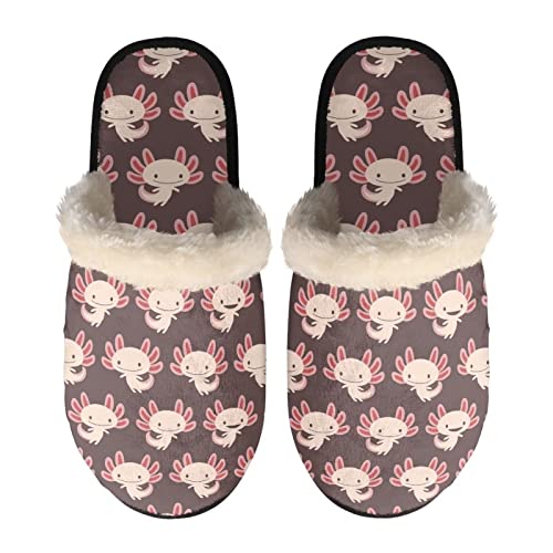 Howilath Haus Hausschuhe Cartoon Axolotl braune Designer Casual Indoor Hausschuhe Leichte Slip-on Hausschuhe für Männer Frauen-S von Howilath