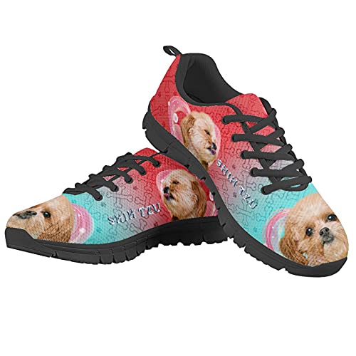 Howilath Heart Print Shih Tzu Dog Casual Vacation Wanderschuhe Rosa rutschfeste Mesh-Wanderschuhe Für Tennis, Fitnessstudio, Laufen - Schwarze Sohle EU 43 von Howilath