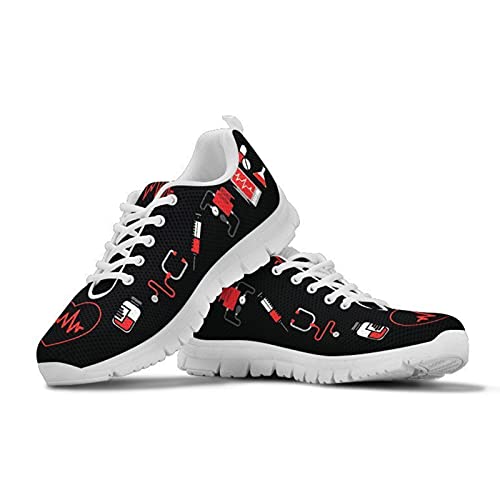 Howilath Heartbeat Schwarz Lässige Laufschuhe Sportliche Sneakers Go Walk Lässige Mesh-Loafer mit geschlossener Zehenpartie EU 48 von Howilath