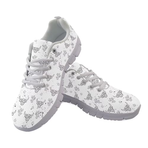 Howilath Highland Kuh Damen Laufschuhe Kaktus Freizeit Stilvolle Sportschuhe weiß Bequeme Leichte Jogging Trainer Flache Trainer-40 von Howilath