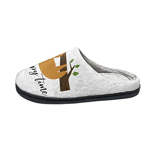 Howilath Hotel Spa Haus Hausschuhe glückliche Zeit Cartoon niedliche Faultier weiße Hausschuhe bequeme Baumwollschuhe für erwachsene Unisex-44-45 von Howilath