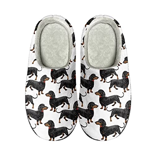 Howilath Karikatur Dackel weiß Gedruckt Erwachsene Indoor Outdoor Slip Auf Hausschuhe Unisex Baumwolle Hausschuhe Haus Hausschuhe-46-47 von Howilath
