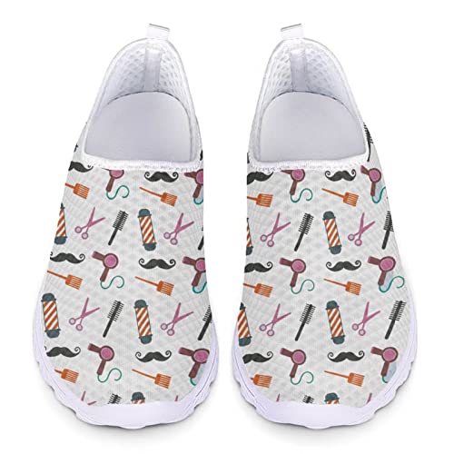 Howilath Karikatur Haarschnitt Friseur weiße Loafers Flache Sportschuhe Mode Trainer Bequeme Laufschuhe für Erwachsene Unisex-40 von Howilath